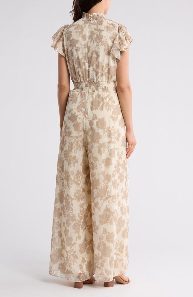 Halogen Floral Smocked Neck Jumpsuit