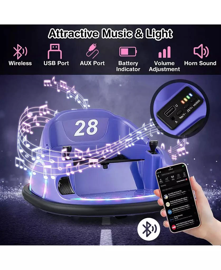 Mecale 12V 360° Ride on Bumper Car for Toddlers with Remote Control 4