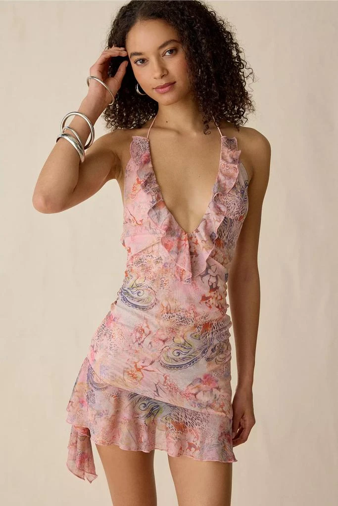 I.AM.GIA I.AM.GIA x Fafi Fafinettes lace trim graphic ruffle hem mini dress  in pastel multi - Dresses & Skirts - Free Shipping - BeyondStyle