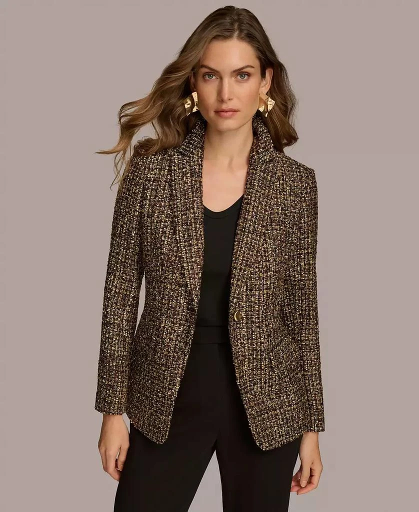 Donna Karan Women's Single-Button Tweed Blazer 1