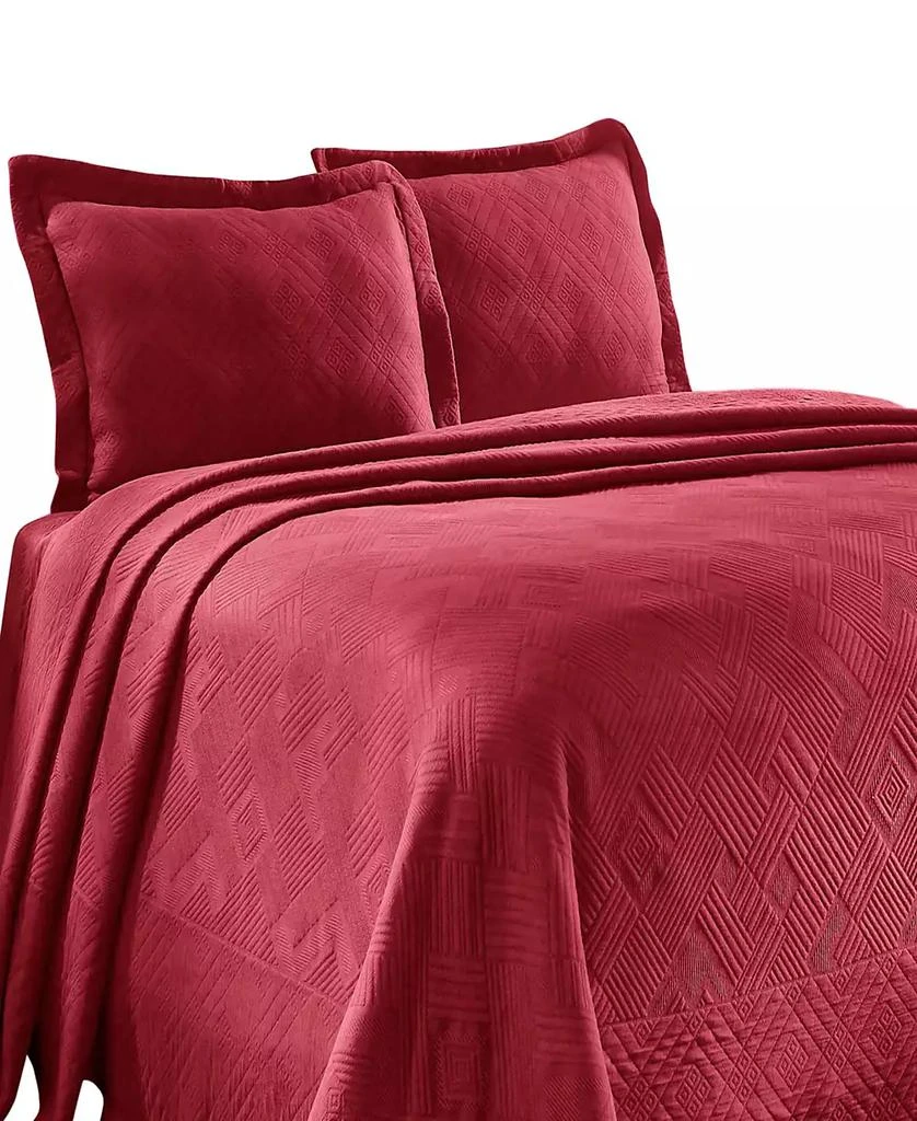 Superior Geometric Fret Textured Jacquard Matelasse All-Season 2-Piece Bedspread Set 2