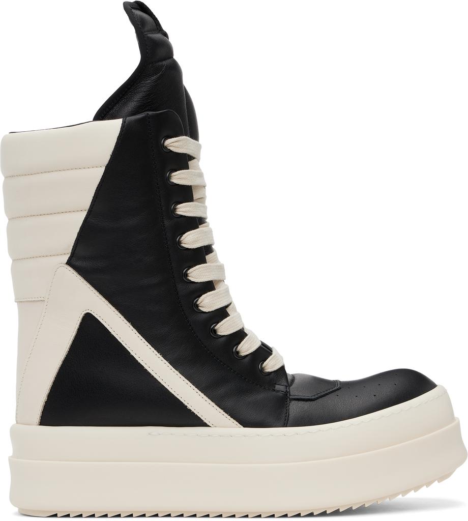 Rick Owens Black & Off-White Hollywood Mega Geobasket Sneakers