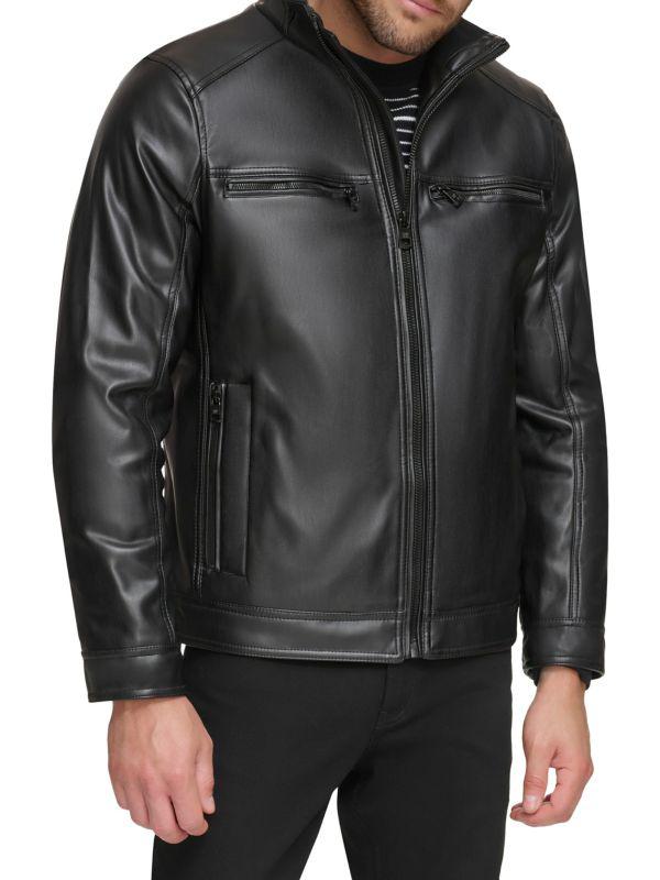 Calvin Klein Faux Leather Biker Jacket - Jackets - Free