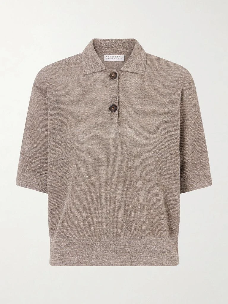 Brunello Cucinelli Metallic-knit Polo Shirt
