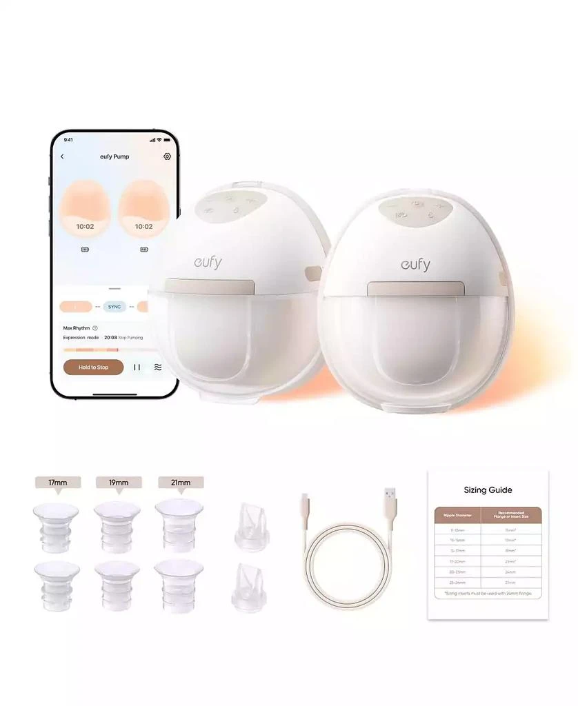 eufy Baby Heated Breast Pump E20, Hands Free In Bra, HeatFlow Tech, 3 Heat Levels, App Control, Hospital Grade, Leakproof, Quiet