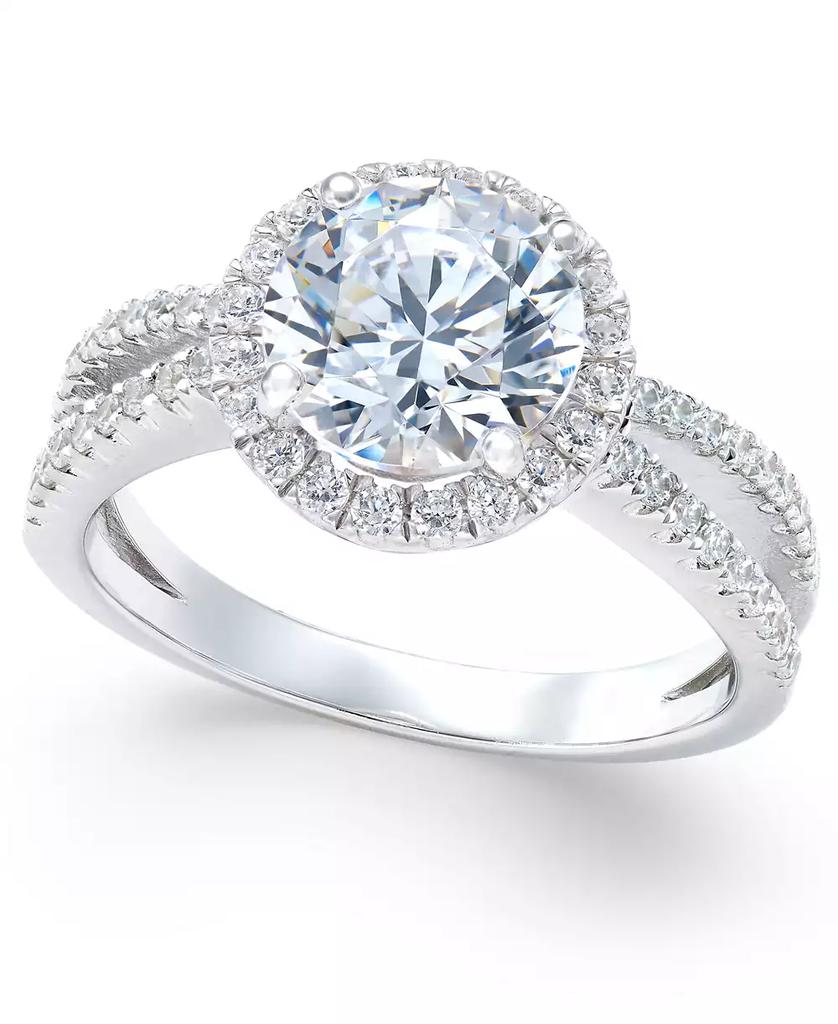 Arabella Cubic Zirconia Rounded Split Shank Ring in Sterling Silver, Created for Macy's