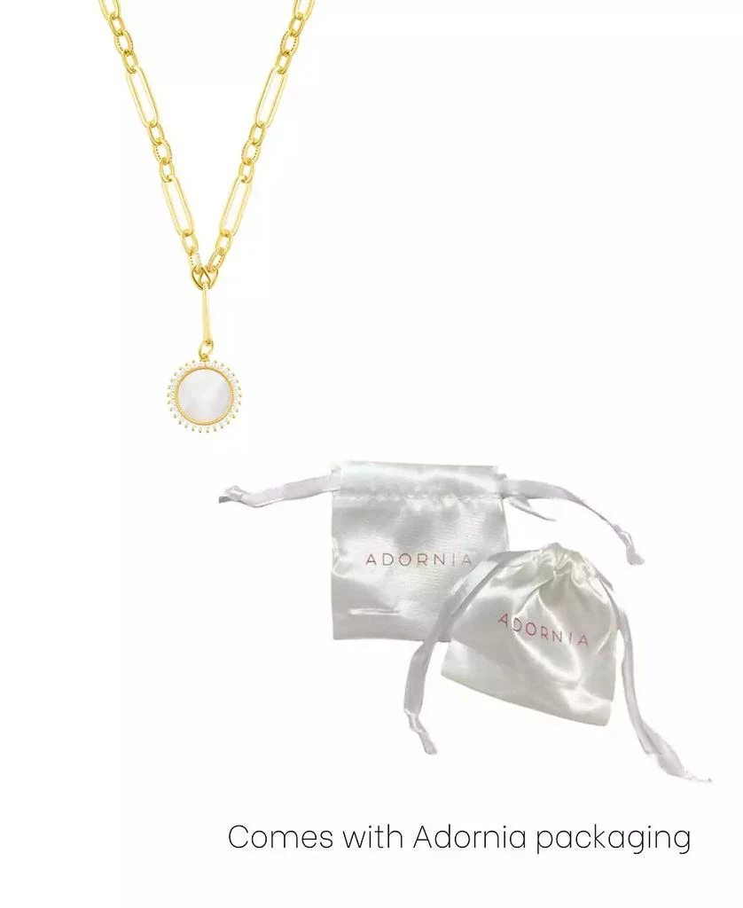 ADORNIA Gold Mother of Pearl Cubic Zirconia Halo Disc Mixed Link Y-Necklace 2