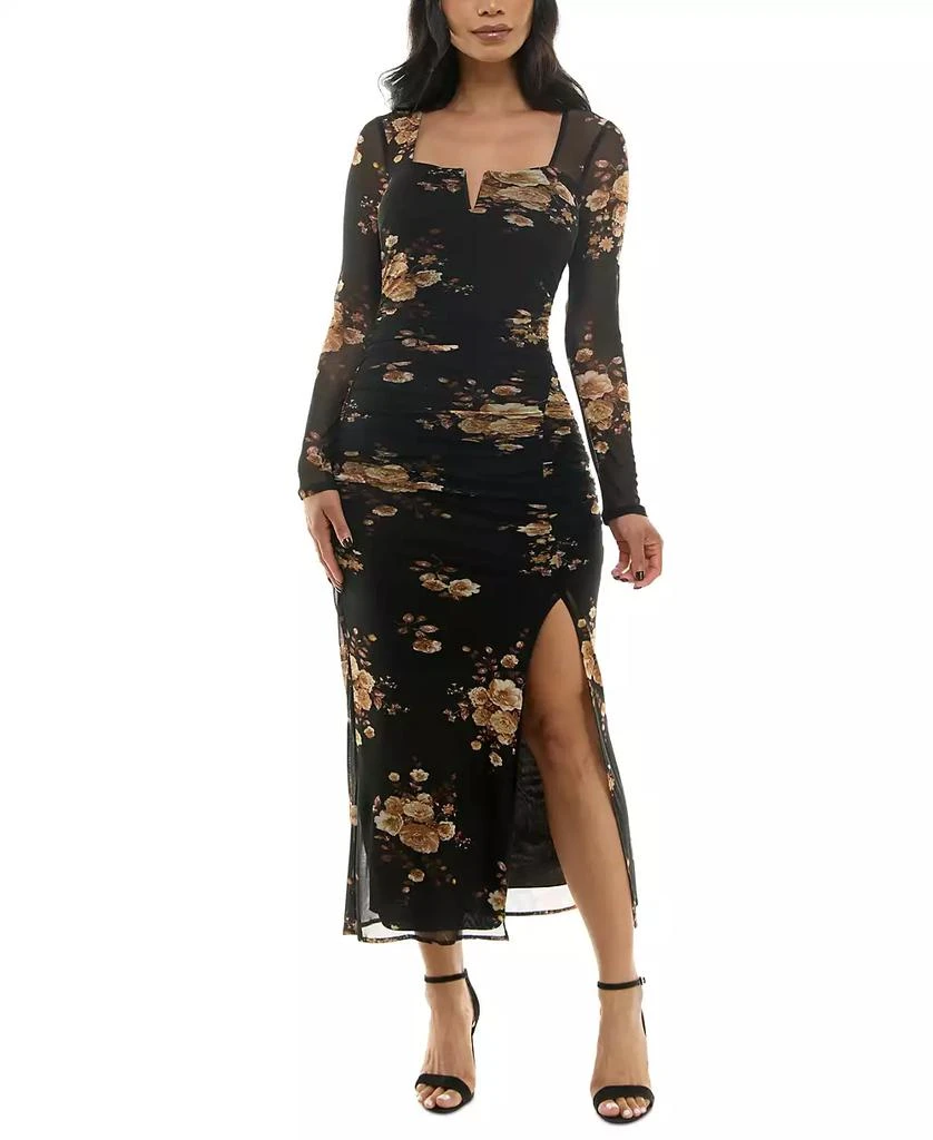 BCX Juniors' Floral-Print Ruched Bodycon Dress 1