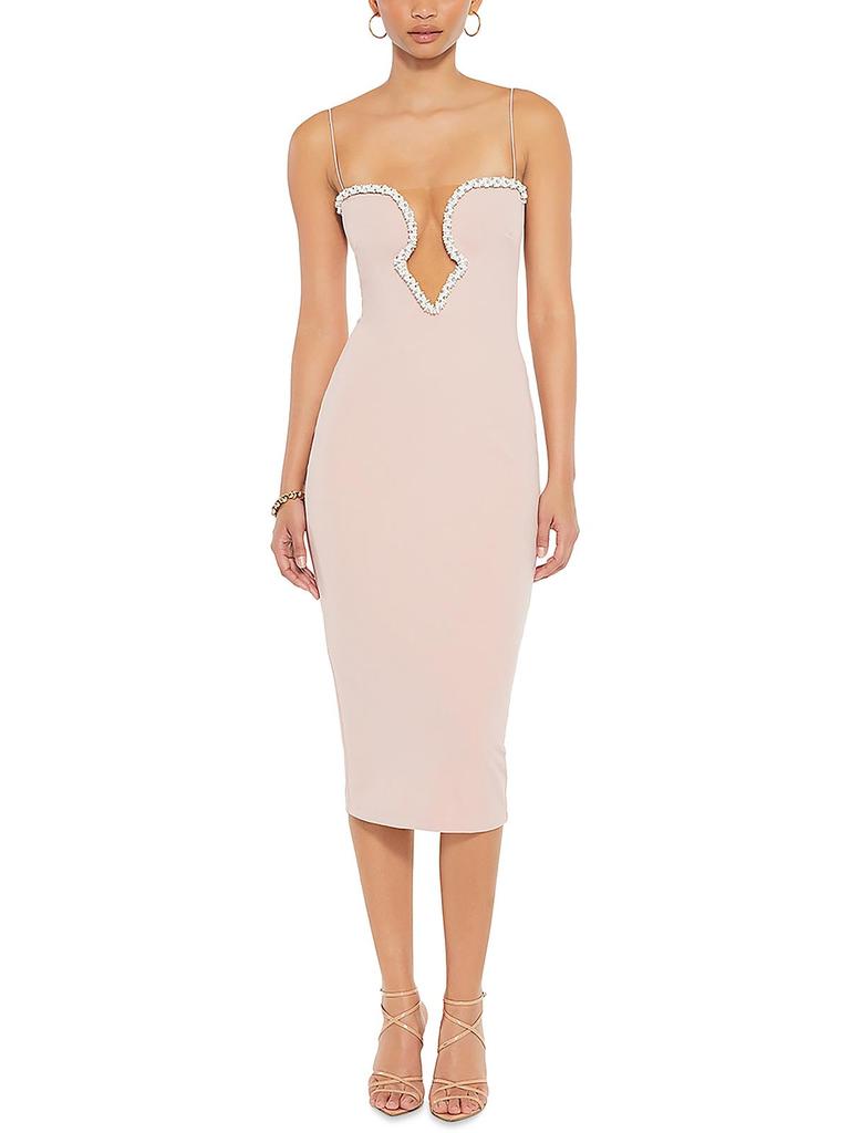 Nookie Adorn Womens Beaded Midi Cocktail And Party Dress