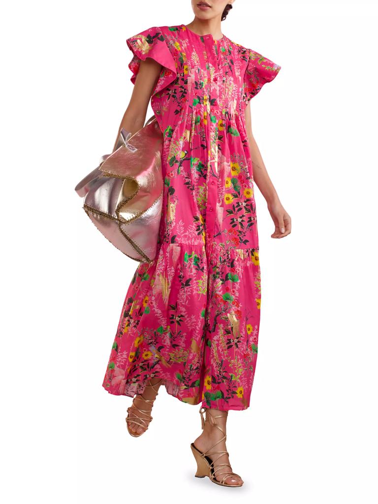 Cynthia Rowley Nairobi Floral Pintuck Maxi Dress