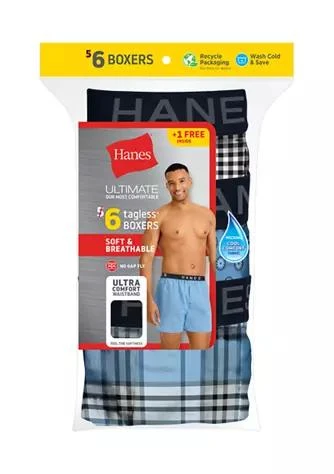 Hanes 6 Pack Of Printed Boxers 1