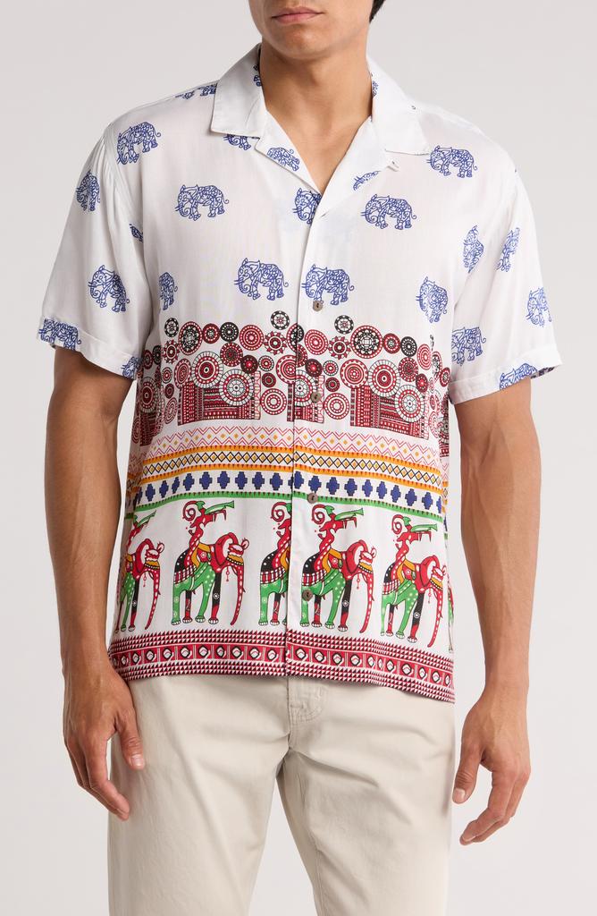 Raga Elephant Short Sleeve Button-Up Shirt