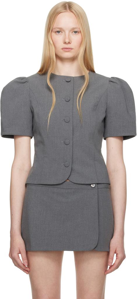 Sandy Liang Gray Bonny Blouse