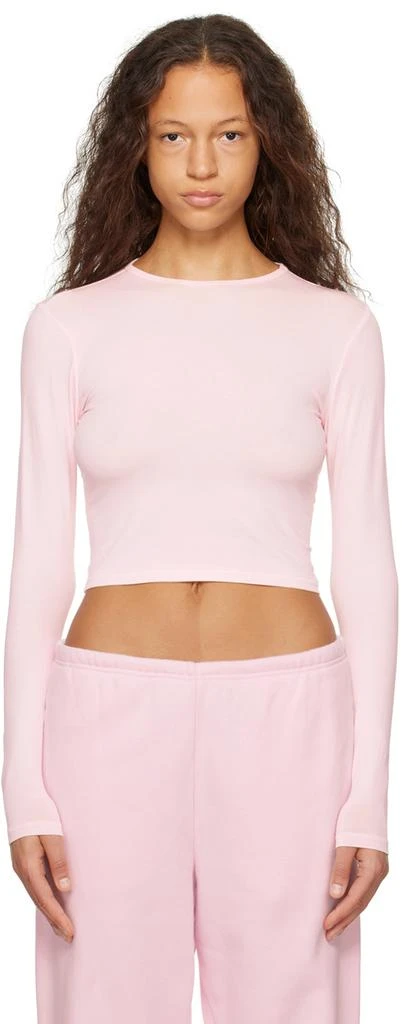 SKIMS Pink New Vintage Cropped Long Sleeve T-Shirt 1