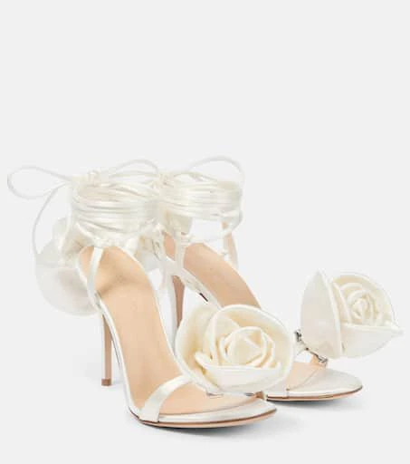 Magda Butrym Floral-appliqué satin sandals 1