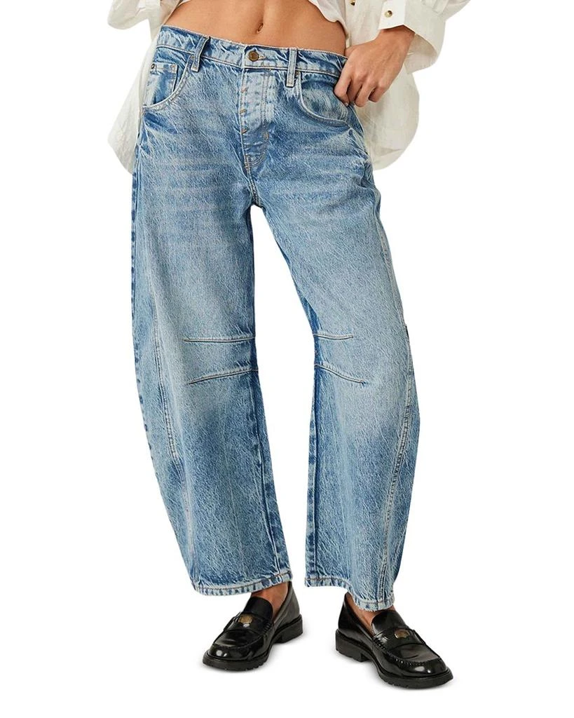 Free People We The Free Good Luck Mid Rise Barrel Jeans in Ultra Light Beam 1