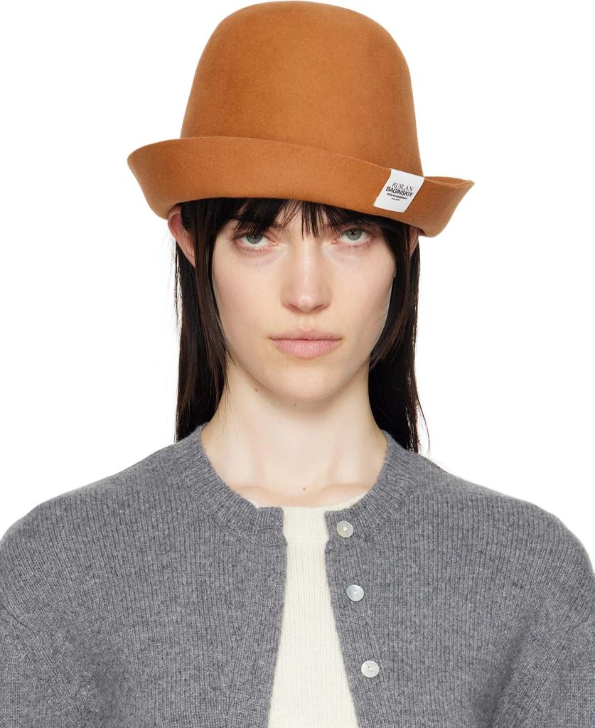 RUSLAN BAGINSKIY Tan Bell-Shaped Felt Hat 1