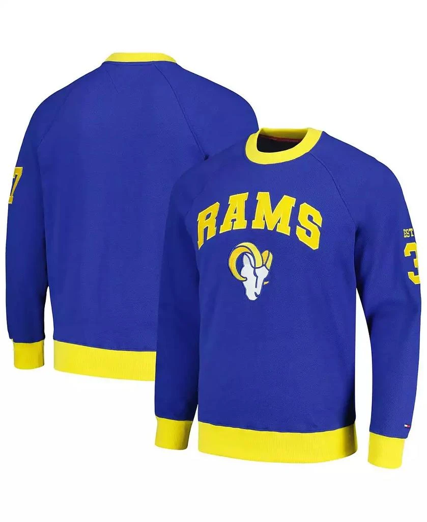 Tommy Hilfiger Men's Royal Los Angeles Rams Reese Raglan Tri-Blend Pullover Sweatshirt 1