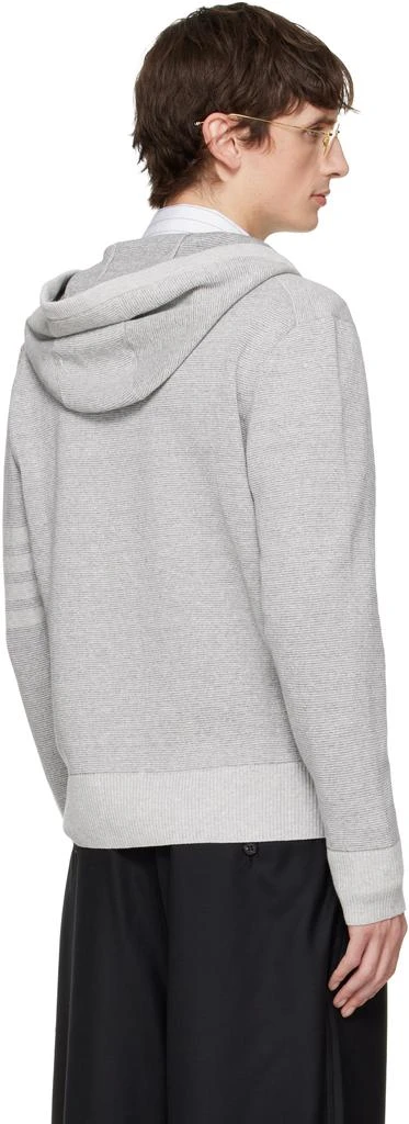 Thom Browne Gray Textured Striped Stitch 4-Bar Relaxed Fit Hoodie 3