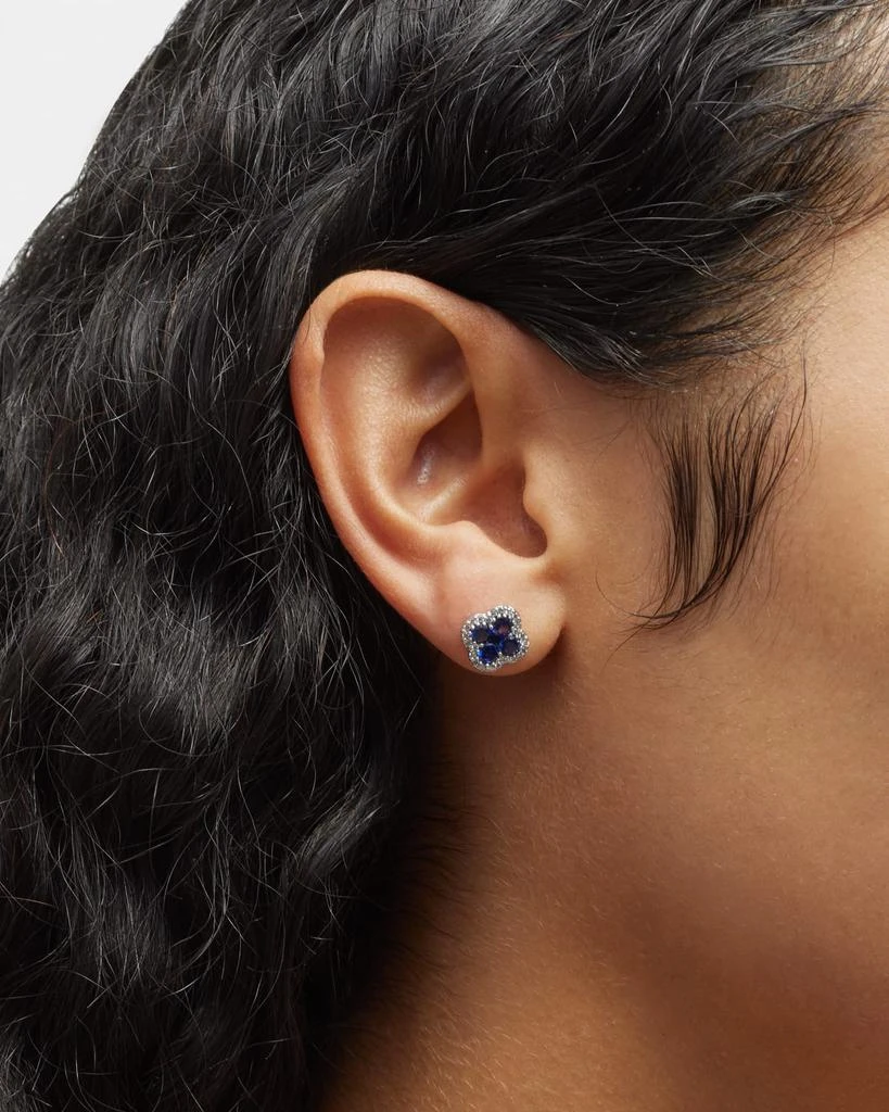 Neiman Marcus Diamonds 18K Sapphire and Diamond Flower Post Earrings, 0.24tcw, 0.4"L / 0.4"W 2