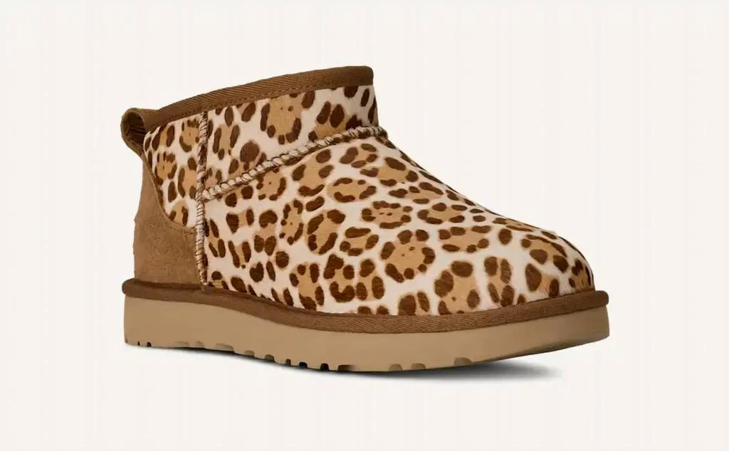 UGG Women's Classic Ultra Mini Plains Boot In Felicity Leopard Jasmine