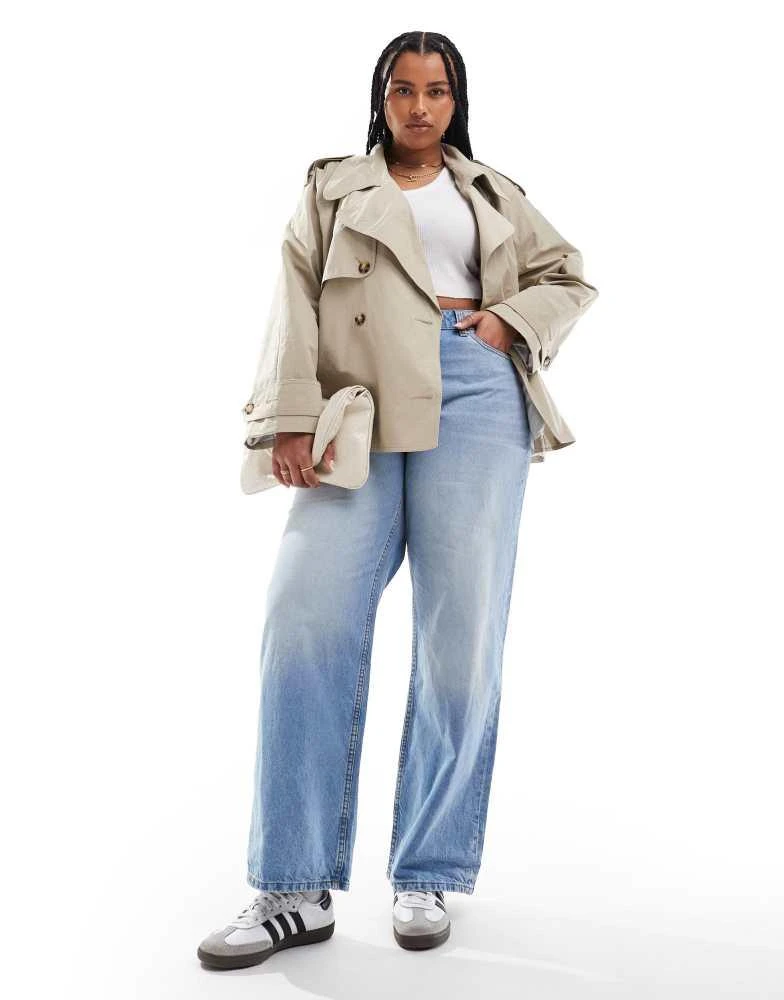 ASOS ASOS DESIGN Curve oversized short trench coat with belt in stone 2