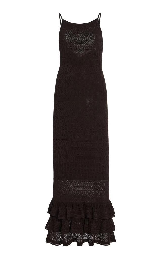 Staud STAUD - Bliss Ruffled Knit Maxi Dress - Brown - L - Moda Operandi 1