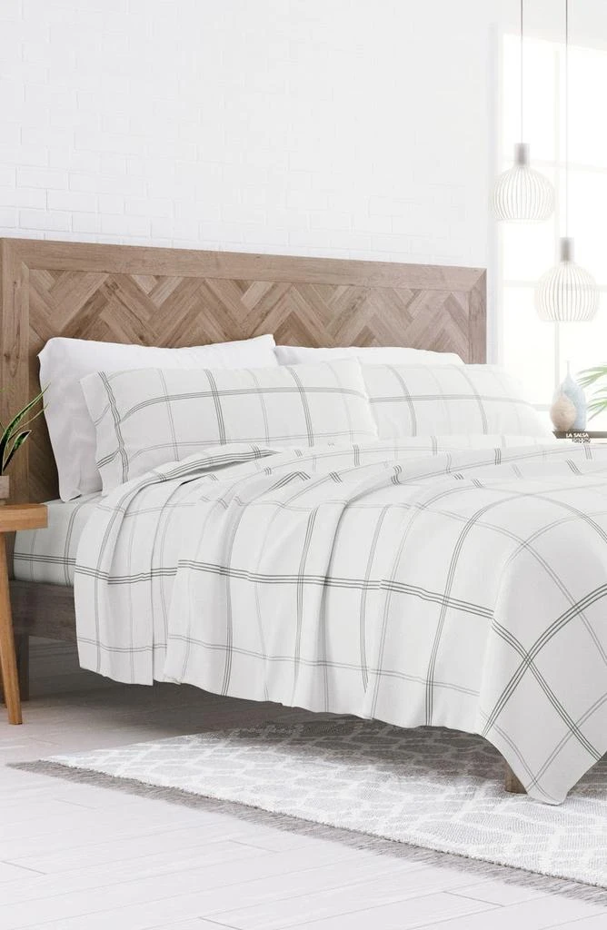 IENJOY HOME Premium Checkered 4-Piece Flannel Bed Sheet Set 9