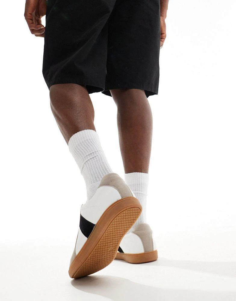 Truffle Collection Truffle Collection minimal tennis trainers in white and grey 5