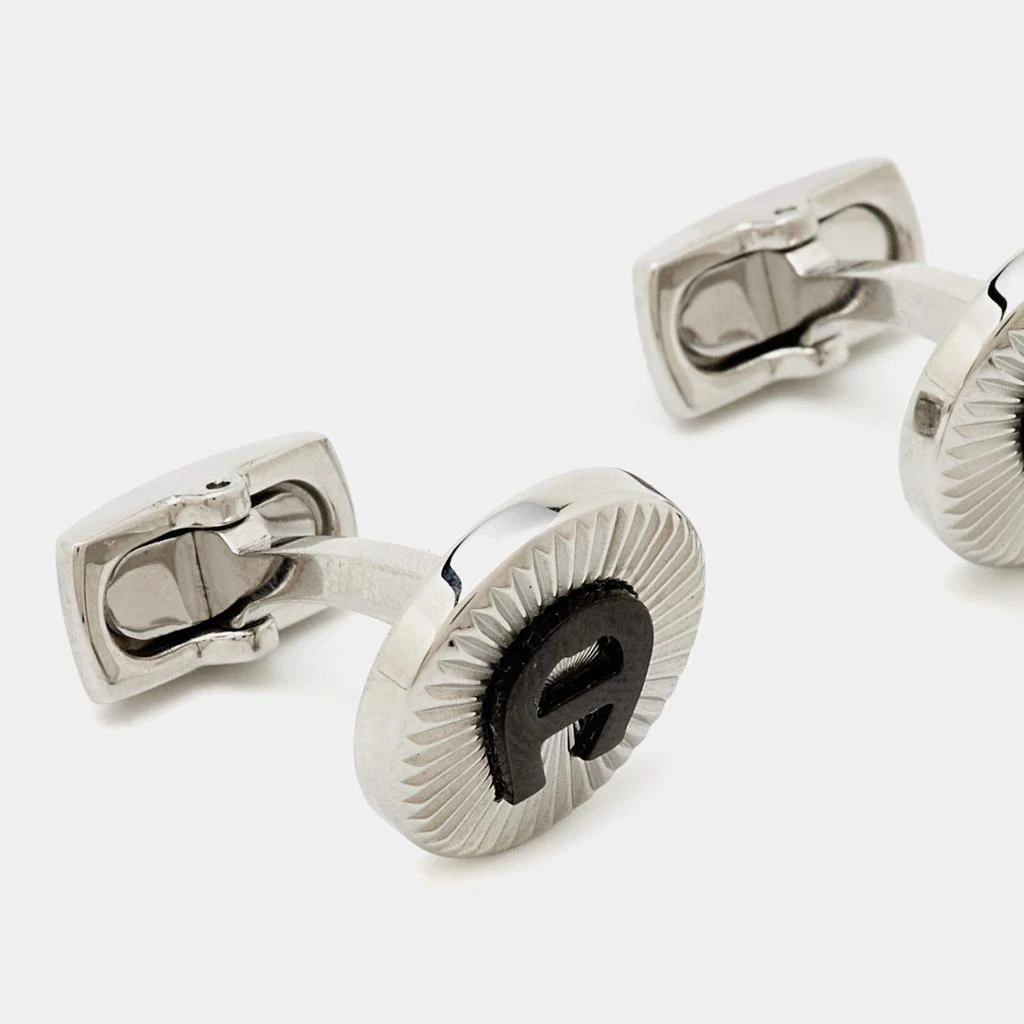 Aigner Aigner Logo Ceramic Silver Tone Cufflinks 3