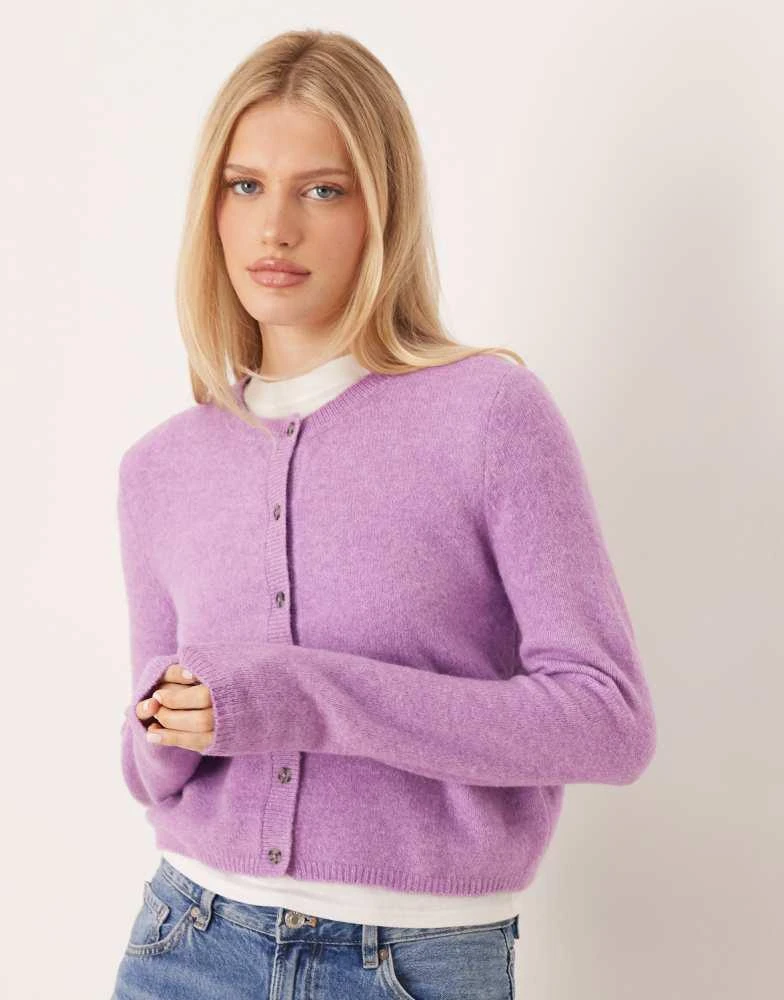 JDY JDY crew neck cardigan with wool in purple