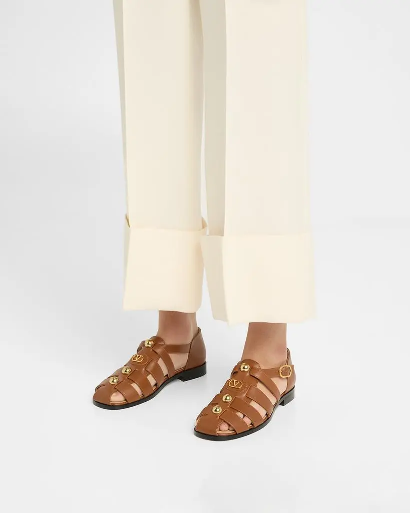 Valentino VLogo Stud Leather Fisherman Sandals 2