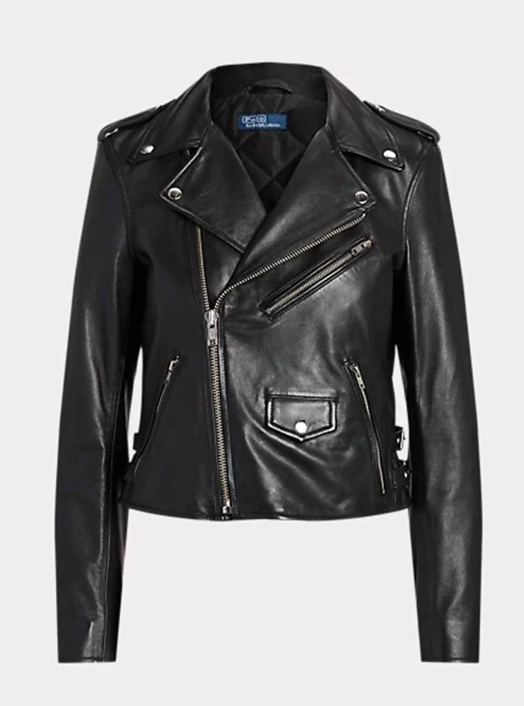 Ralph Lauren Sheepskin Leather Moto Jacket In Polo Black 5