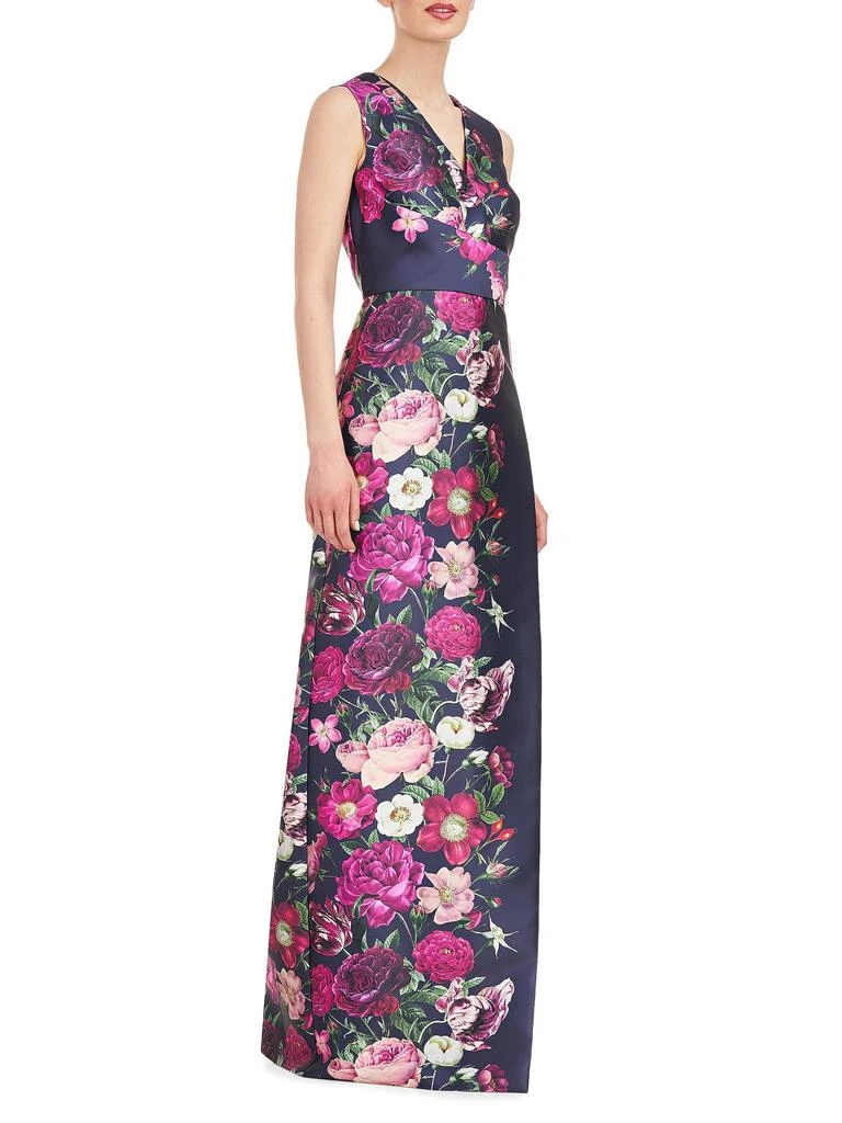 Kay Unger Coraline Floral Satin Column Gown 3