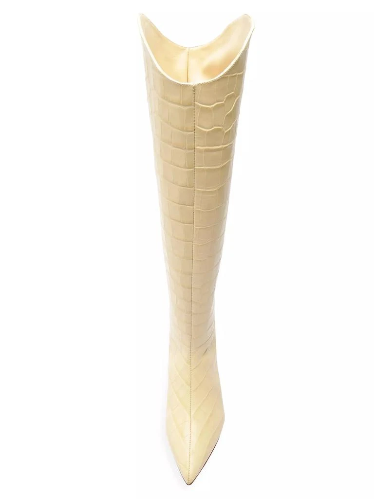 Schutz Maryana 50MM Crocodile-Embossed Leather Wide-Calf Boots 4