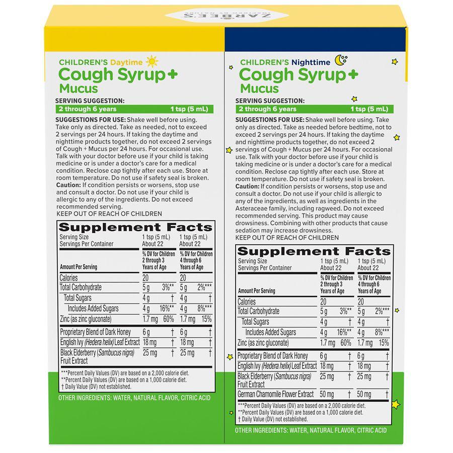 ZarBee's Naturals Children's Cough Syrup Mucus Day & Night Pack Natural Mixed Berry