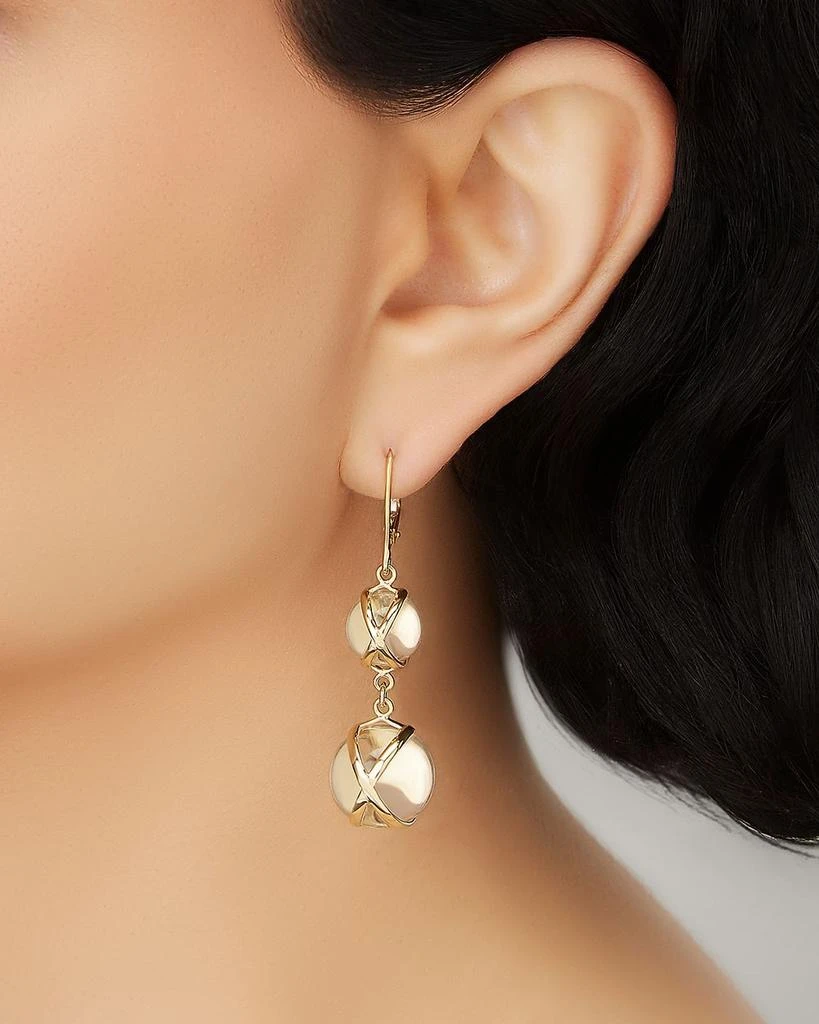 L. Klein 18K Yellow Gold Prisma Crystal Quartz Crossover Double Drop Earrings 2