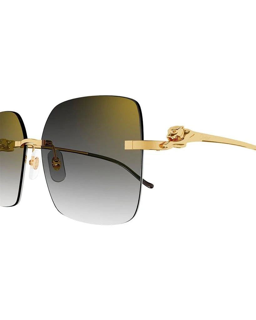 Cartier Panthere Classic 24K Gold Plated Rimless Square Sunglasses, 60mm 3
