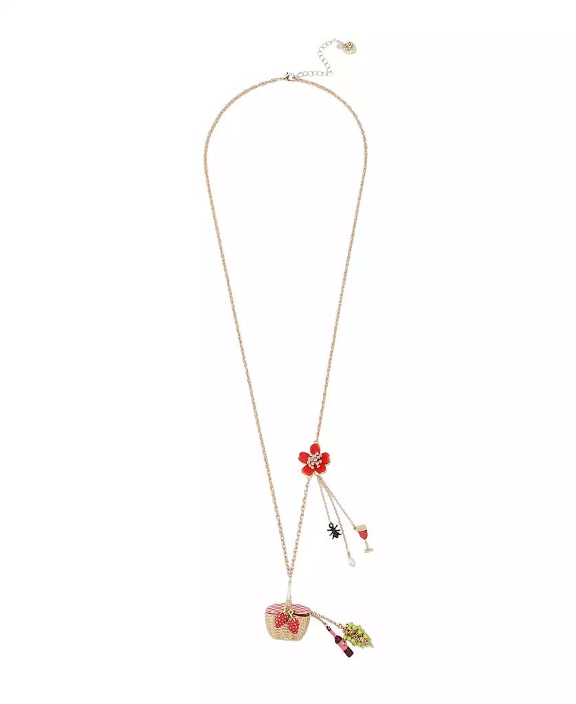Betsey Johnson Faux Stone Backyard Picnic Basket Pendant Necklace