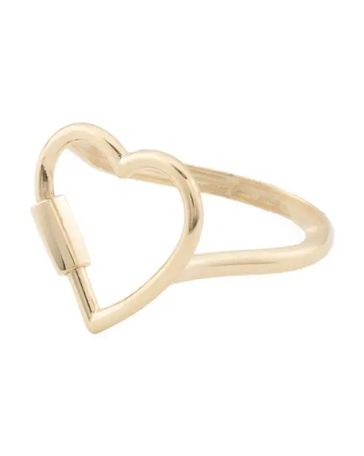 GOLDEN CLEF Made In Italy 14kt Gold Carabiner Heart Ring