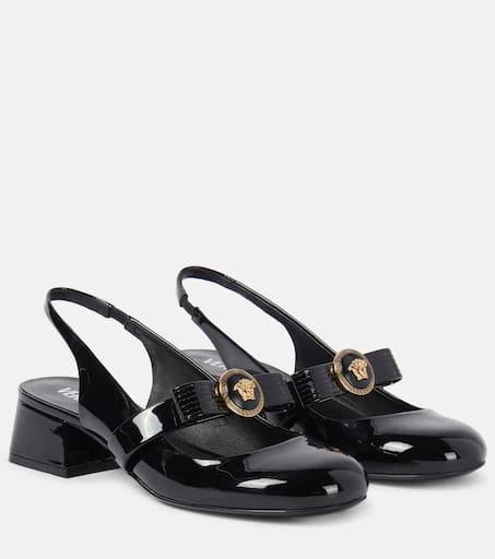 Versace Gianni Ribbon patent leather slingback pumps 1