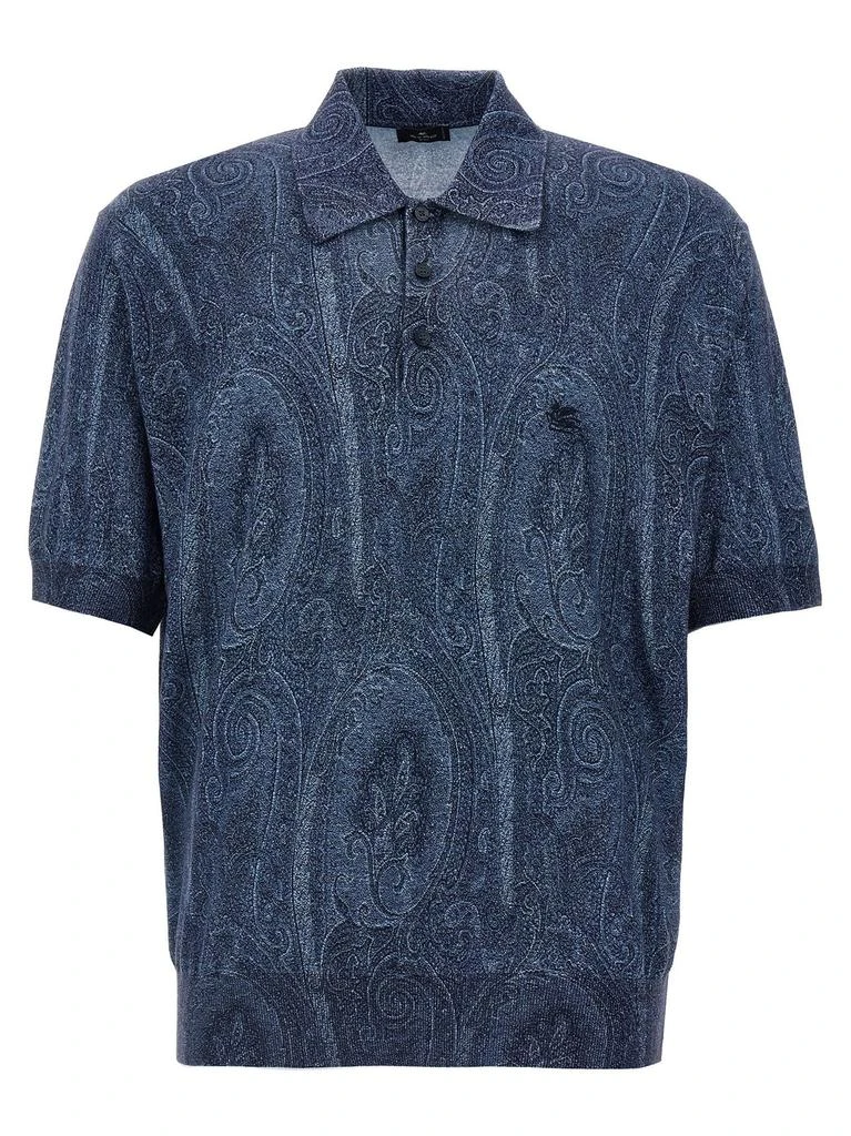 ETRO Etro Logo Embroidered Short-Sleeved Knitted Polo Shirt from Cettire