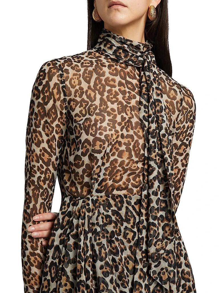 Ronny Kobo Carlotta Leopard Tieneck Minidress 6