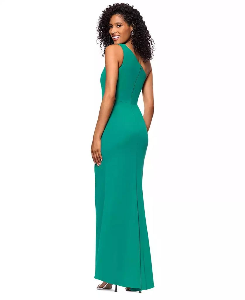 Betsy & Adam Petite One-Shoulder Ruched Gown 2