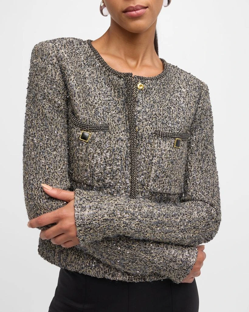 St. John Sequined Metallic Knit Jacket 7