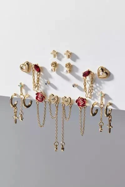 Urban Outfitters Belladona Chain Post & Hoop Earring Set 2