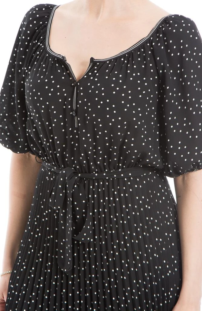 Max Studio Polka Dot Pleated Crepe Maxi Dress 3