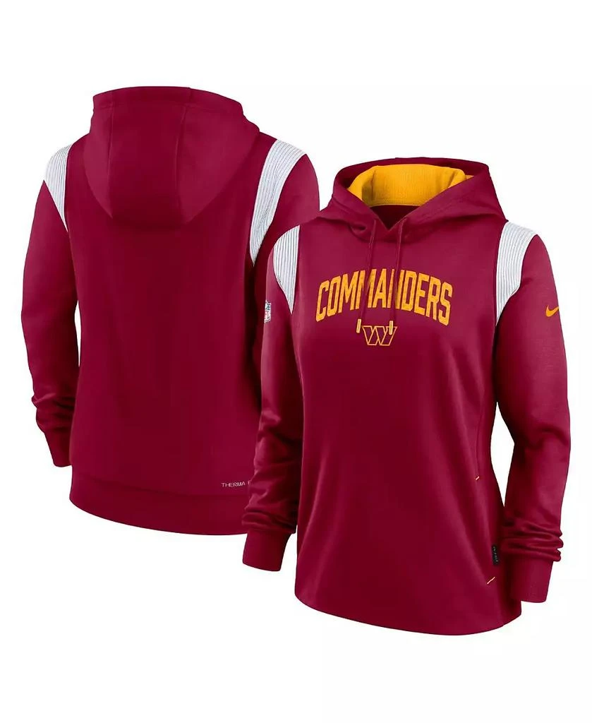 NIKE Women's Burgundy Washington Commanders Sideline Stack Performance Pullover Hoodie 1
