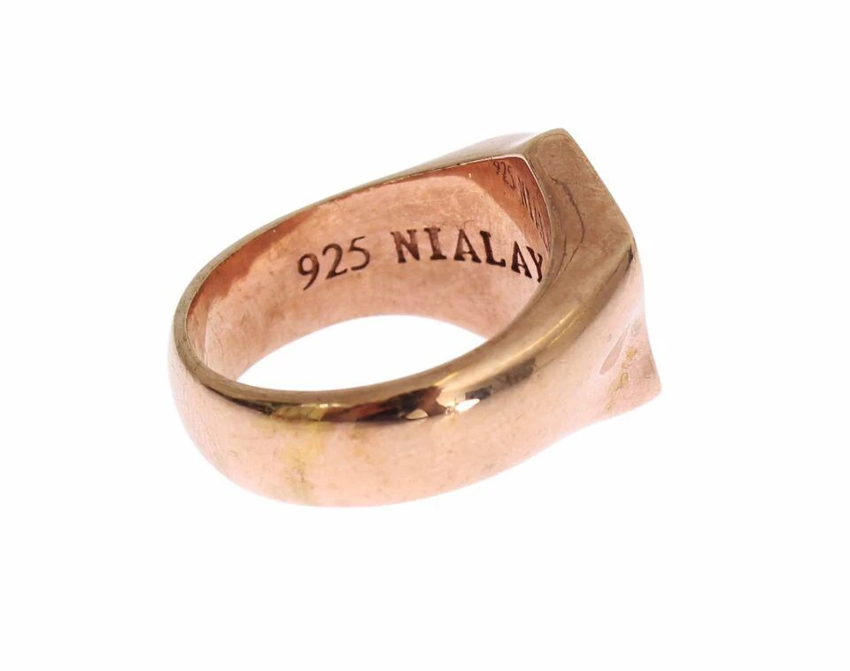 Nialaya Nialaya Pink Gold 925 Silver Authentic Clear Ring 6