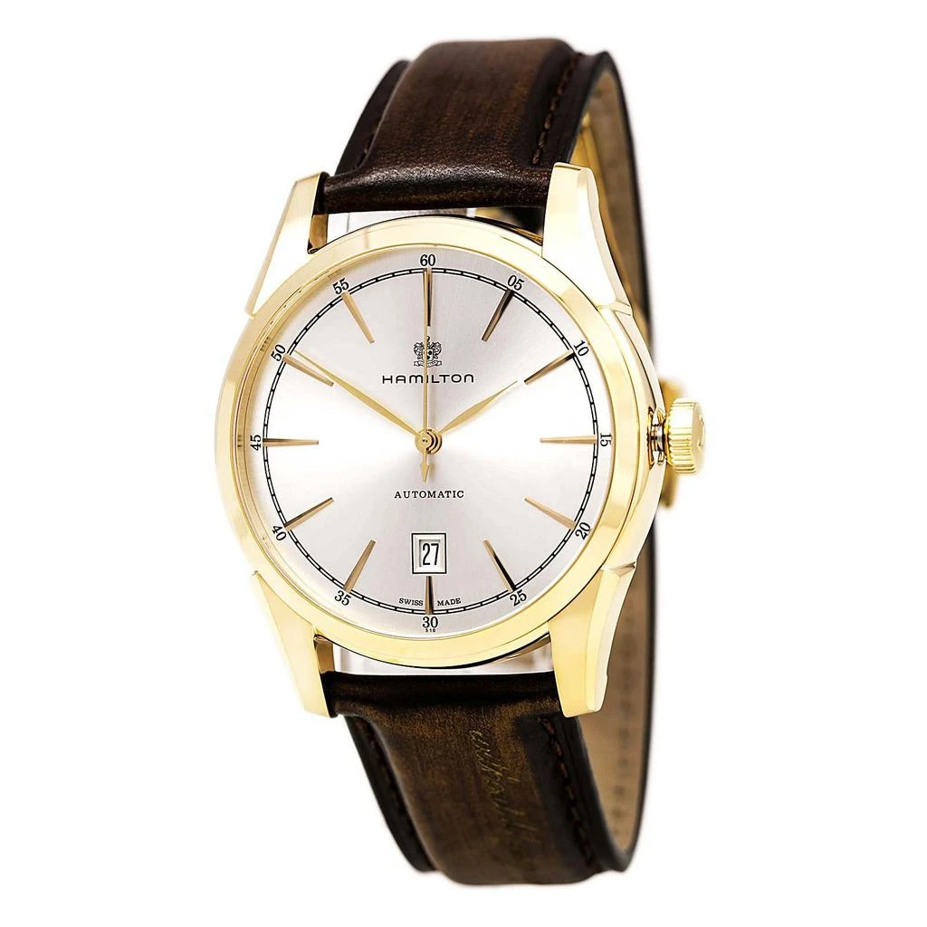 Hamilton Hamilton H42445551 Men's Spirit of Liberty Brown Leather Strap Silver Dial Automatic Watch 5